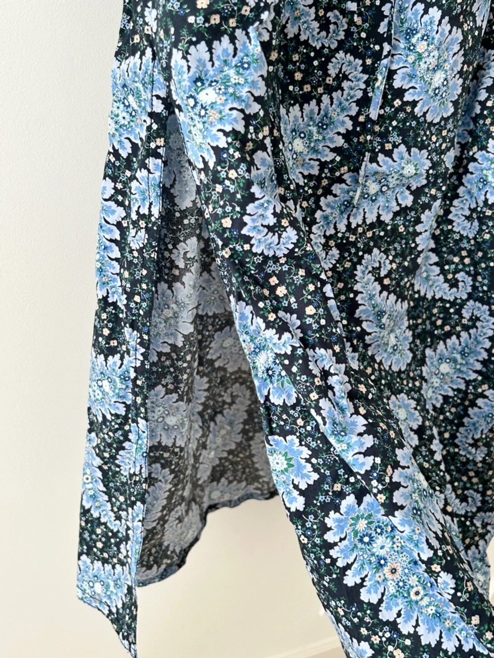 J. Crew Black and Light Blue Floral Midi/MAXI Skirt
